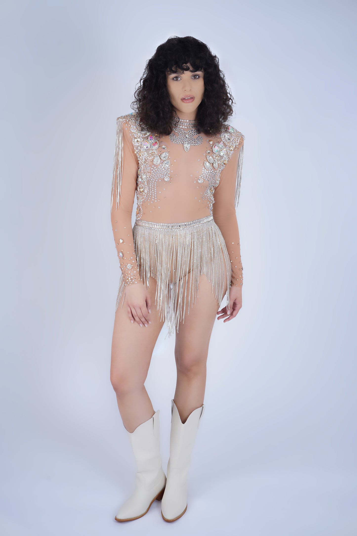 Fringe Sheer Bodysuit