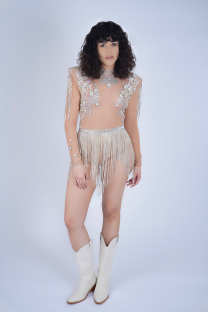 Fringe Sheer Bodysuit