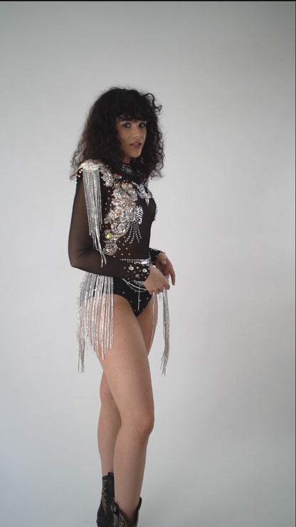 Fringe Sheer Bodysuit